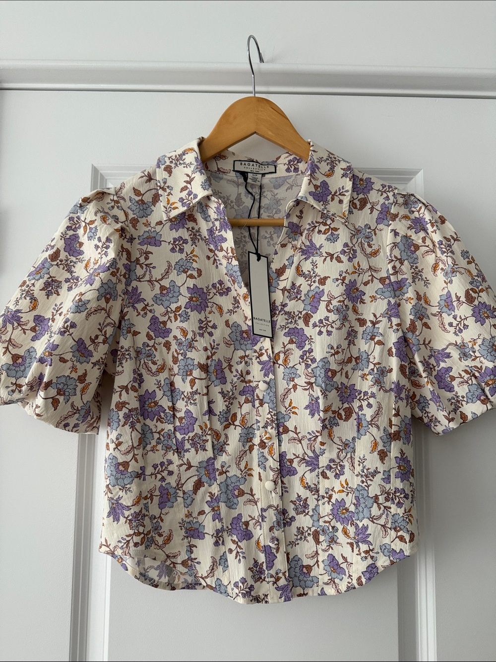 🆕 BAGATELLE Collection Button Down Corset Top with Puff Sleeves